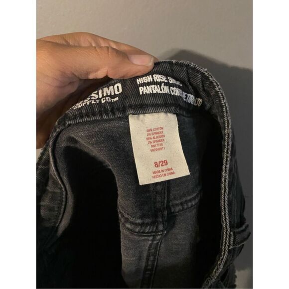 Mossimo Supply Co Black Distressed High Rise Short Denim Shorts Size 8 - Picture 4 of 4